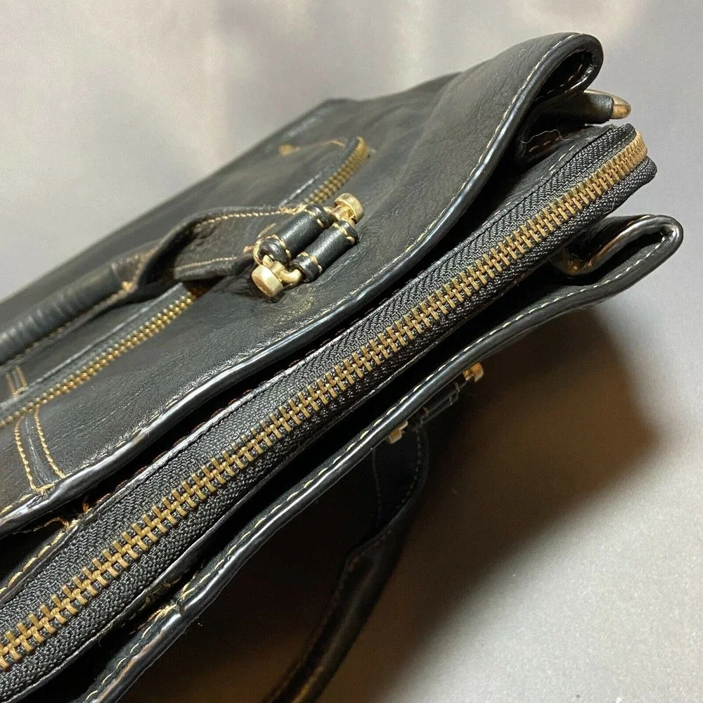 Liz Claiborne Business Class Brown Leather Brief Case Tote Bag